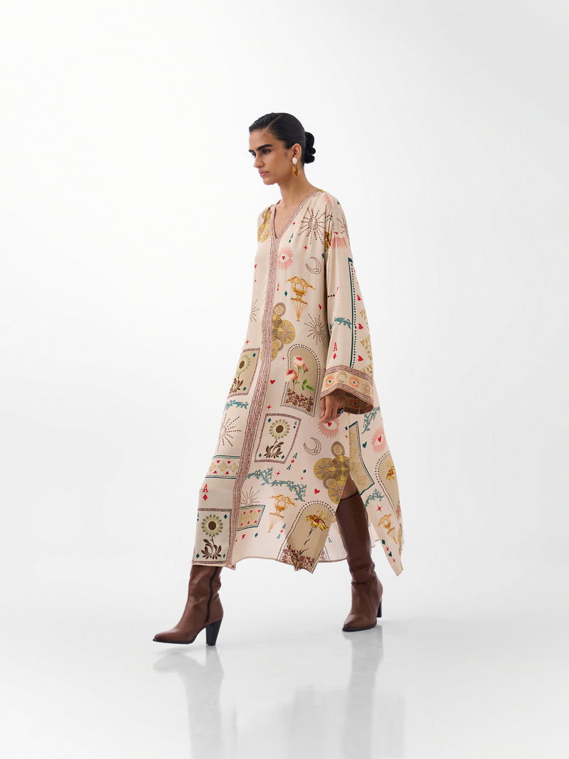 Adah Kaftan-Postcards And Petals viscose kaftan by NOIB in multi-color for women Worldwide