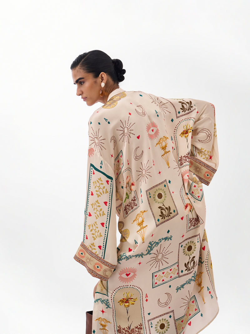 Adah Kaftan-Postcards And Petals viscose kaftan by NOIB in multi-color for women Worldwide