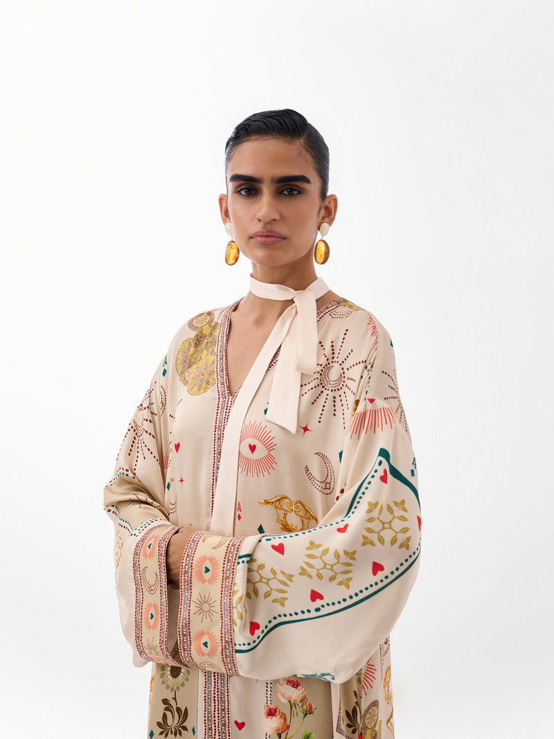 Adah Kaftan-Postcards And Petals viscose kaftan by NOIB in multi-color for women Worldwide