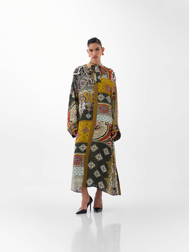 Adah Kaftan-Mosaic viscose kaftan by NOIB in multi-color for women Worldwide