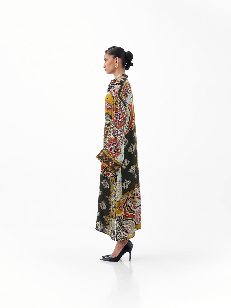 Adah Kaftan-Mosaic viscose kaftan by NOIB in multi-color for women Worldwide