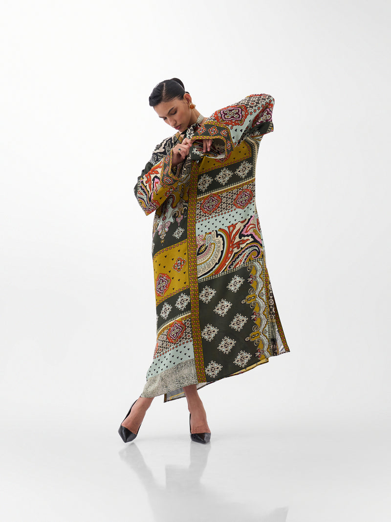 Adah Kaftan-Mosaic viscose kaftan by NOIB in multi-color for women Worldwide