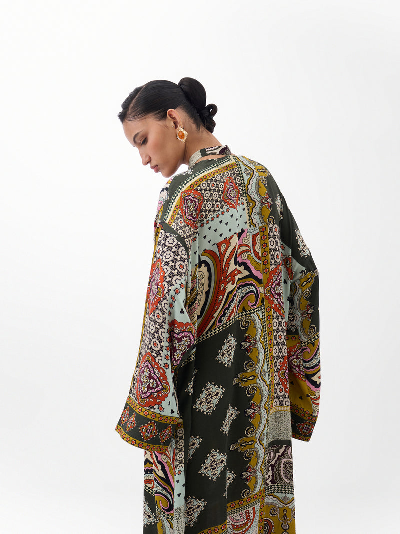 Adah Kaftan-Mosaic viscose kaftan by NOIB in multi-color for women Worldwide