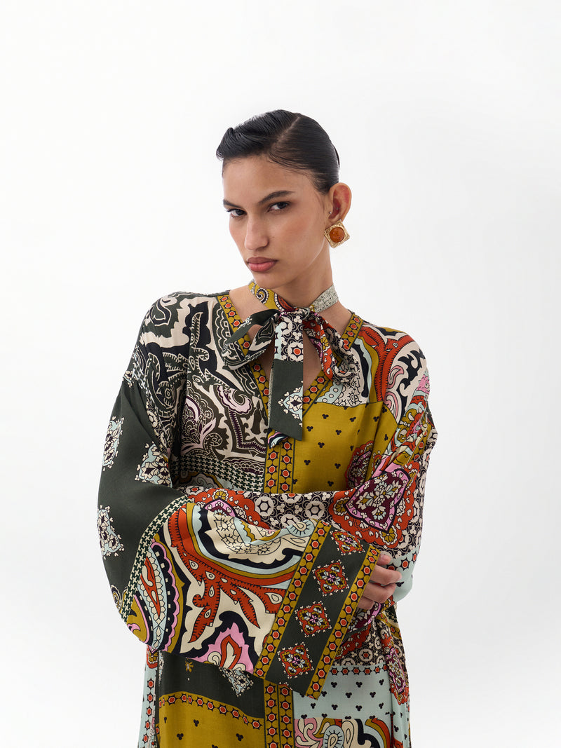Adah Kaftan-Mosaic viscose kaftan by NOIB in multi-color for women Worldwide