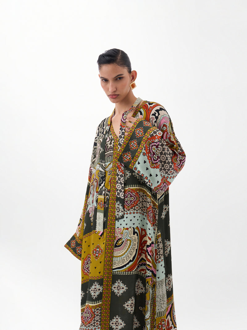 Adah Kaftan-Mosaic viscose kaftan by NOIB in multi-color for women Worldwide