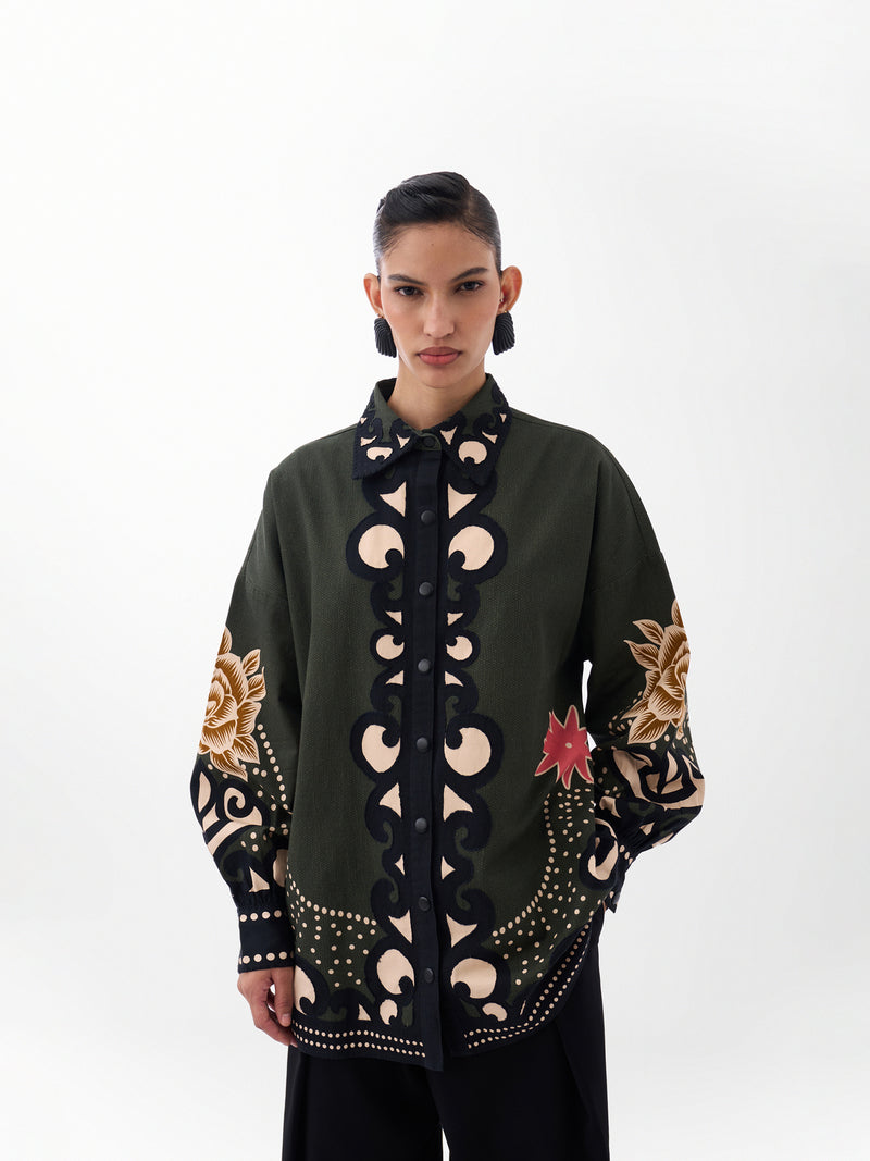 Xena Over-Shirt-Old Rose cotton Shirt by NOIB in multi-color for women Worldwide