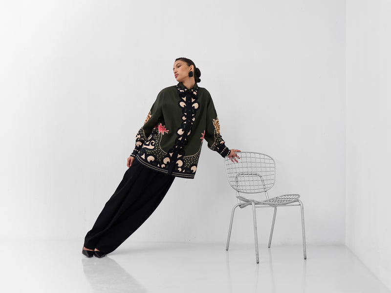 Xena Over-Shirt-Old Rose cotton Shirt by NOIB in multi-color for women Worldwide