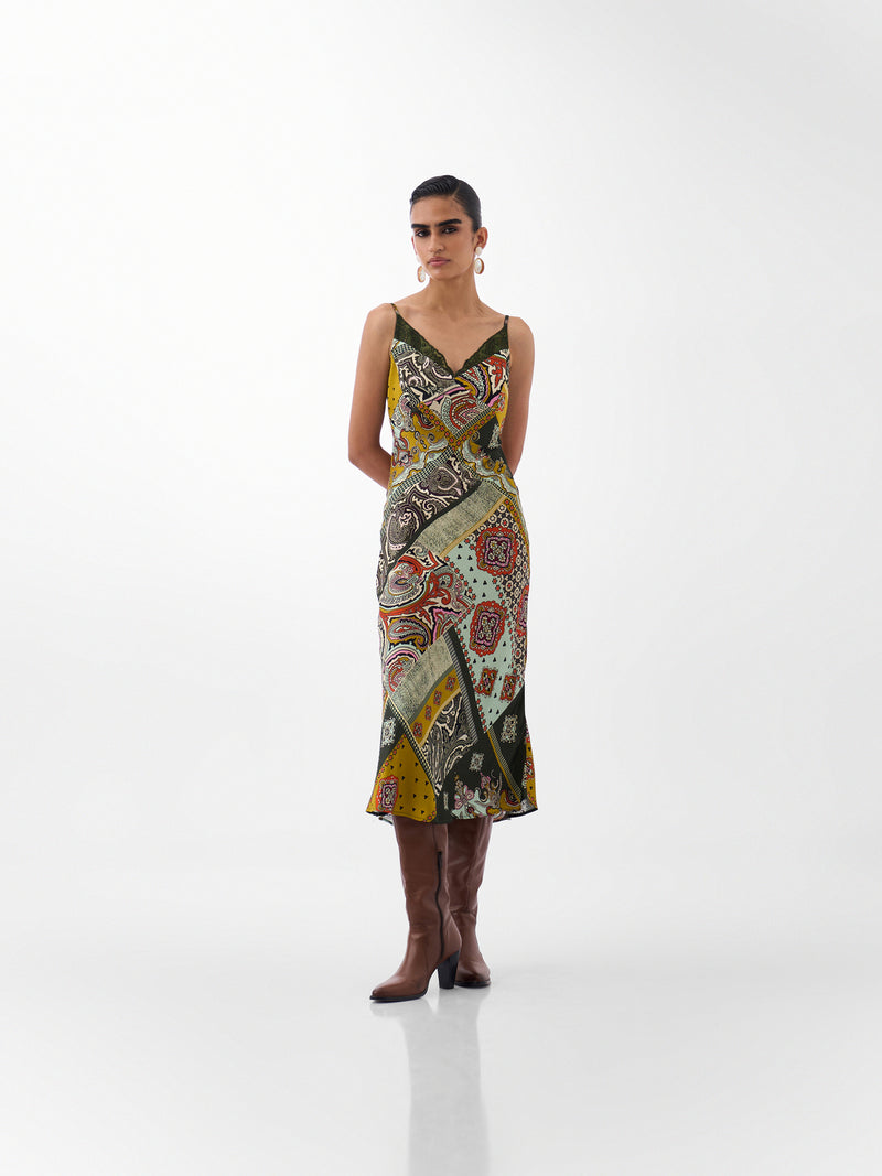 Liza Midi-Mosaic viscose dress by NOIB in multi-color for women Worldwide