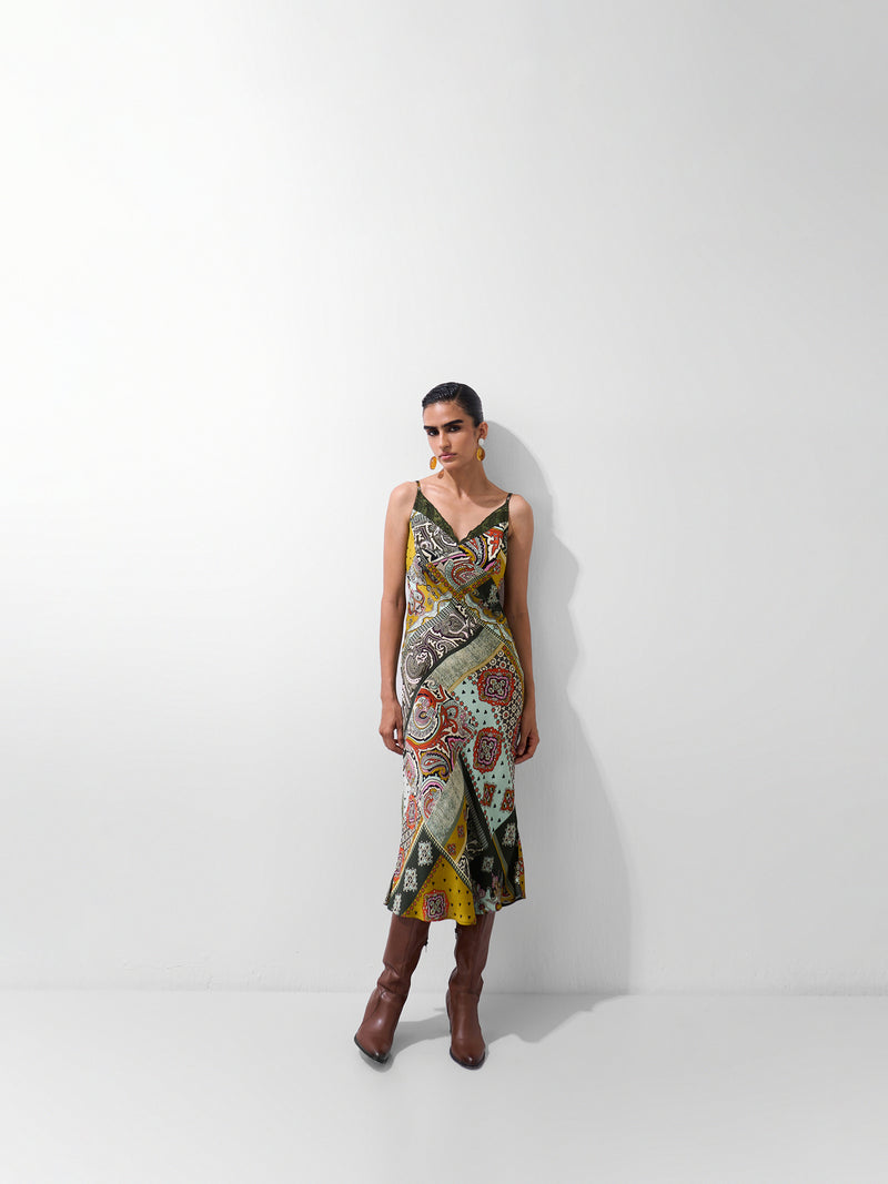 Liza Midi-Mosaic viscose dress by NOIB in multi-color for women Worldwide