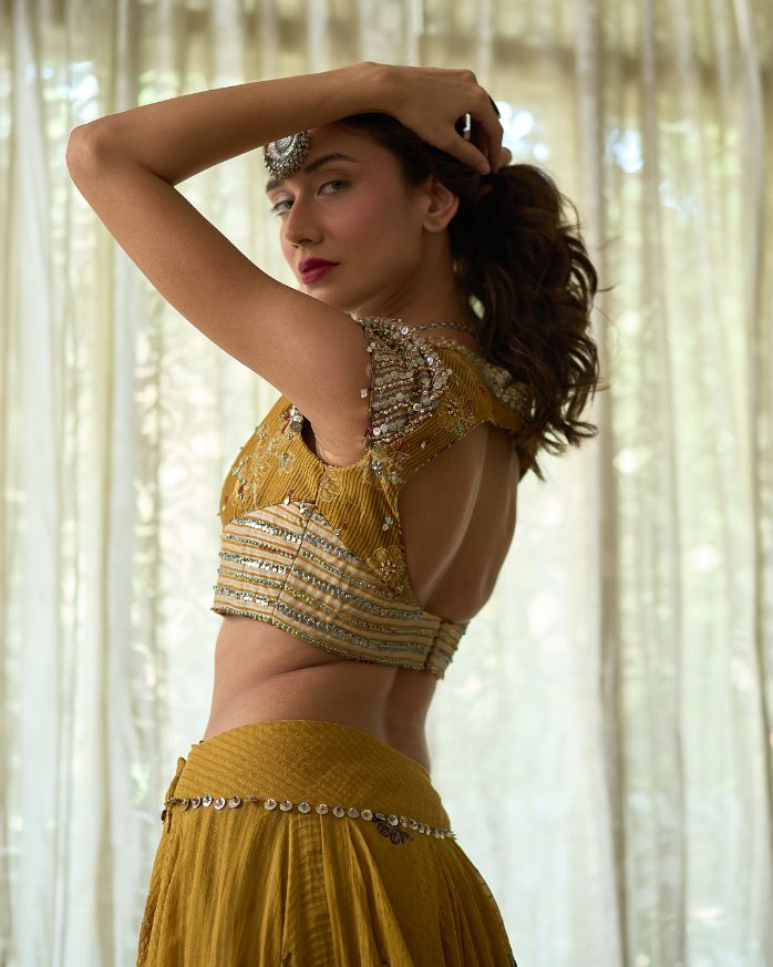 Avni Blouse chanderi blouse by SWATTI KAPOOR in yellow for women Worldwide