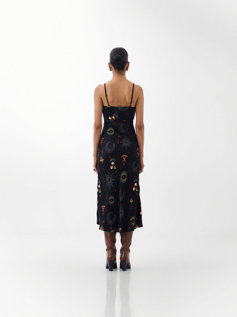 Liza Midi-Postcards And Petals viscose dress by NOIB in multi-color for women Worldwide