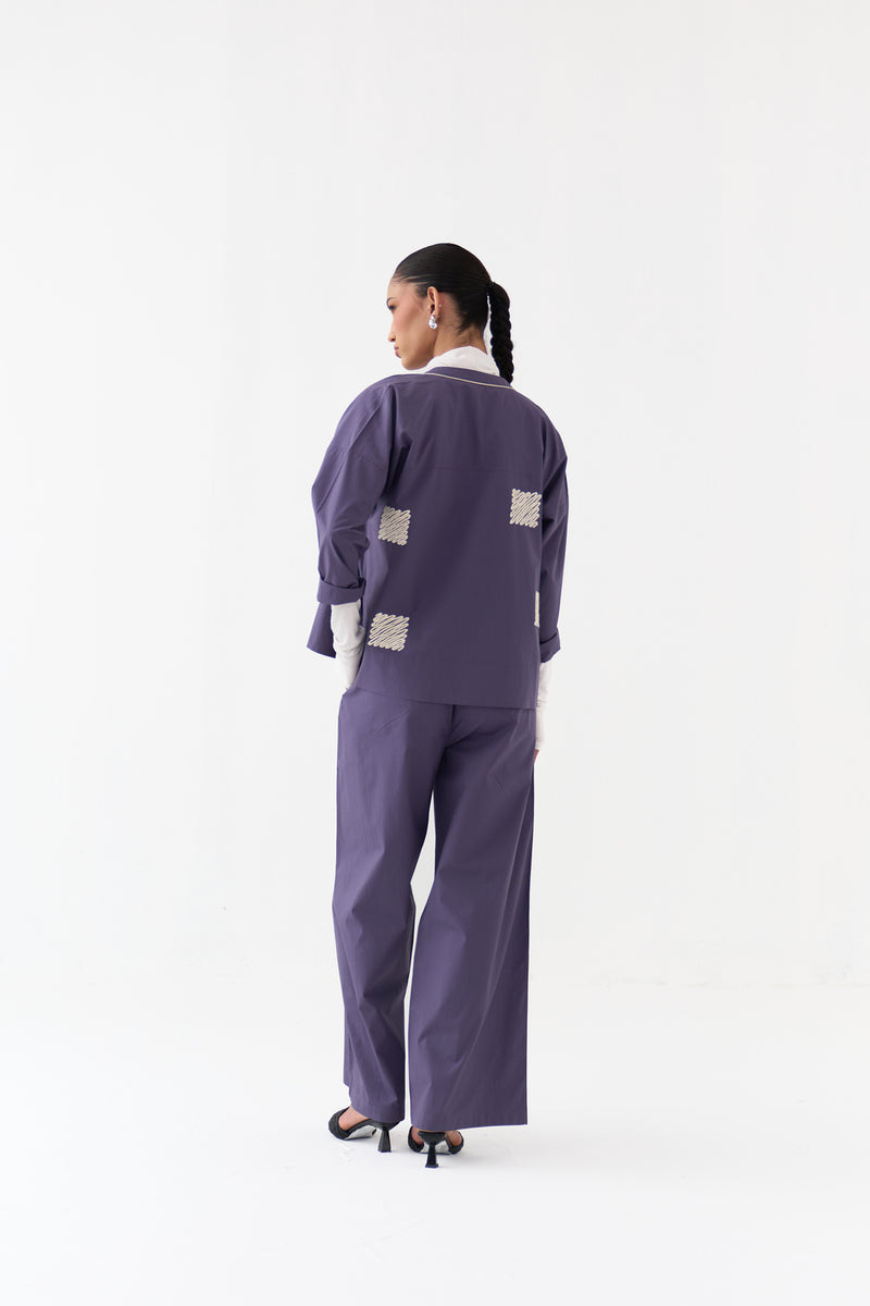Wave Emb. Top-Ash Violet poplin top/shirt by THREE in violet for women Worldwide