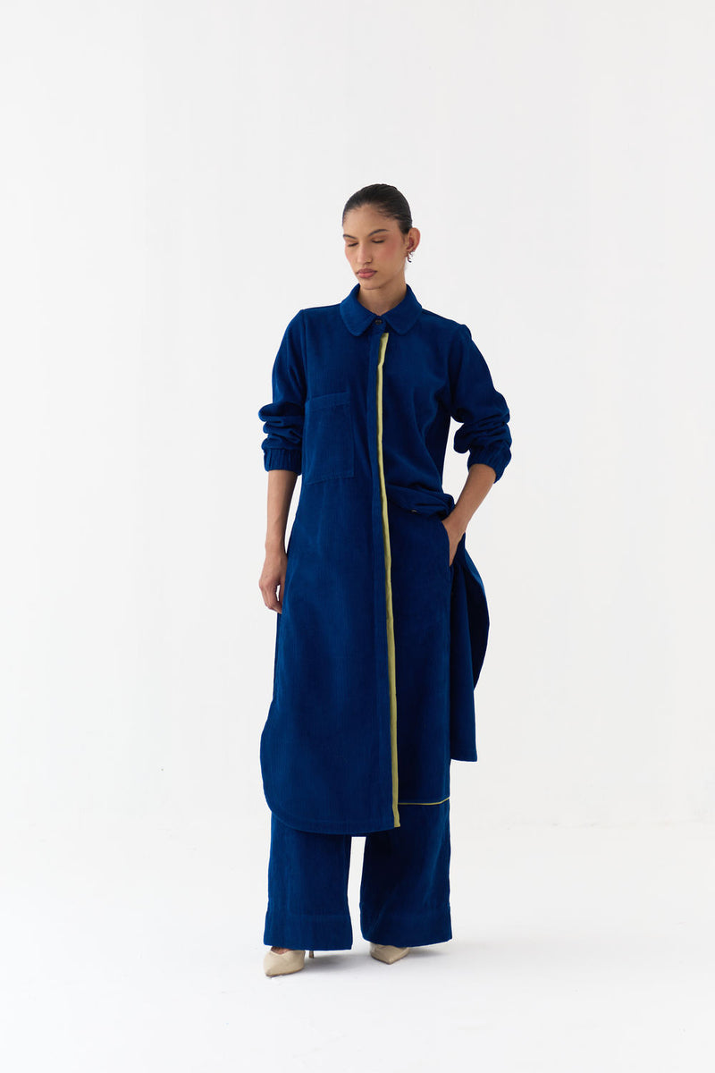 Everyday U-Hem Tunic-Cobalt Blue corduroy tunics and kaftans by THREE in blue for women Worldwide