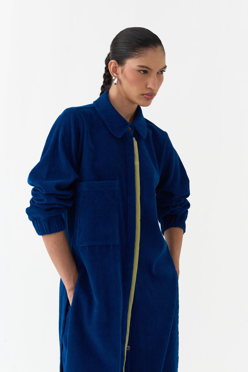 Everyday U-Hem Tunic-Cobalt Blue corduroy tunics and kaftans by THREE in blue for women Worldwide