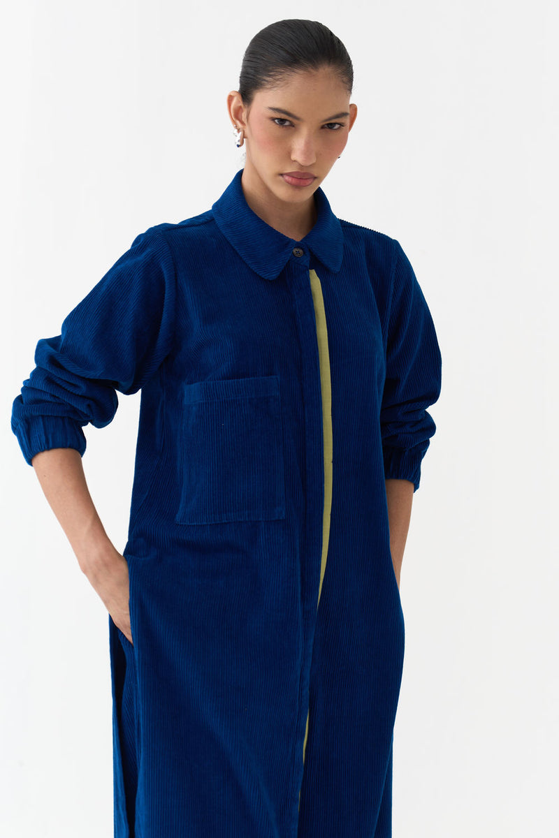 Everyday U-Hem Tunic-Cobalt Blue corduroy tunics and kaftans by THREE in blue for women Worldwide
