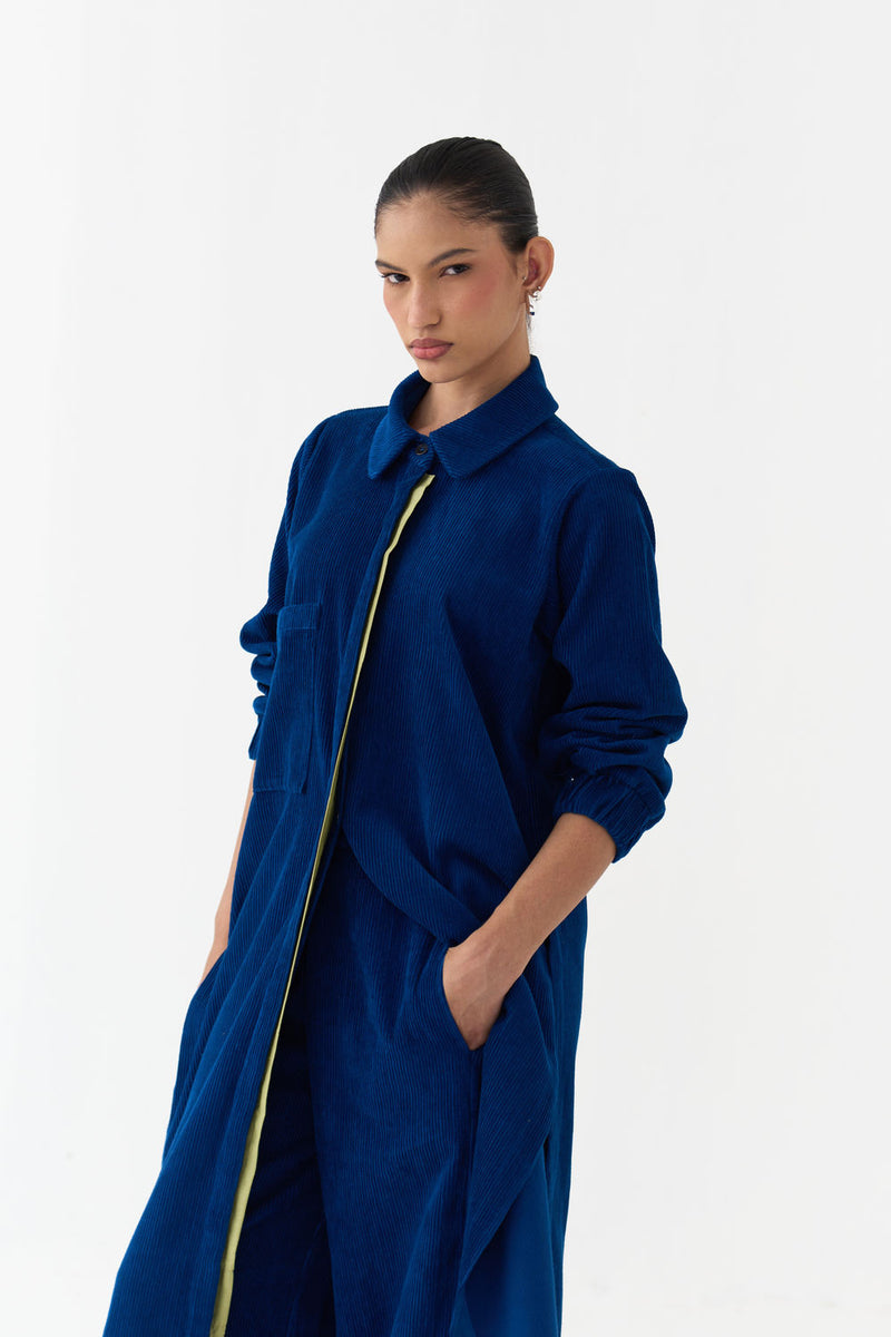 Everyday U-Hem Tunic-Cobalt Blue corduroy tunics and kaftans by THREE in blue for women Worldwide