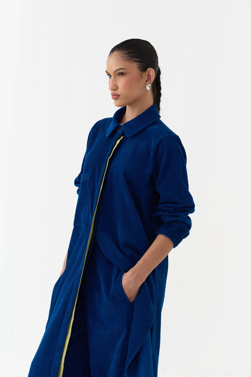 Everyday U-Hem Tunic-Cobalt Blue corduroy tunics and kaftans by THREE in blue for women Worldwide
