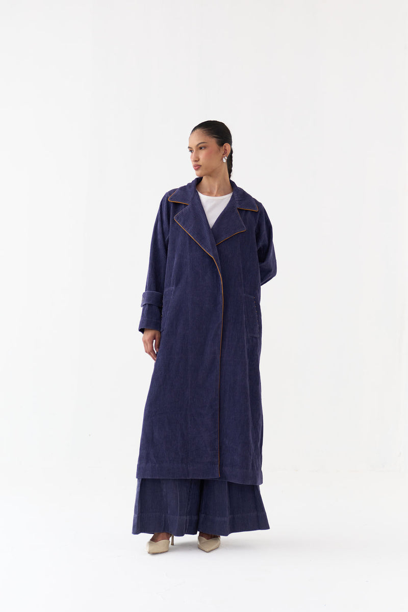 Emb. Patch Corduroy Trench-Violet corduroy jacket/overlay by THREE in violet for women Worldwide