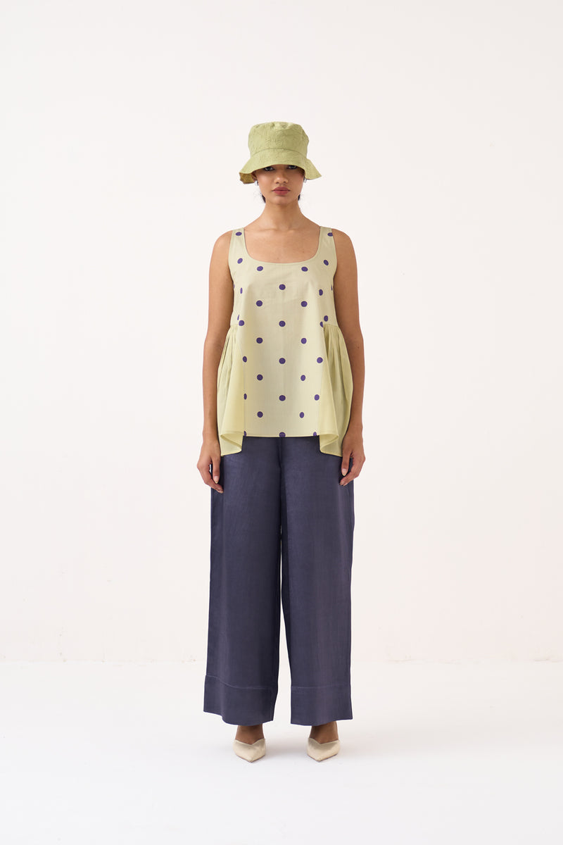 Side U Gather Top-Soft Moss poplin/chanderi top/shirt by THREE in soft moss for women Worldwide