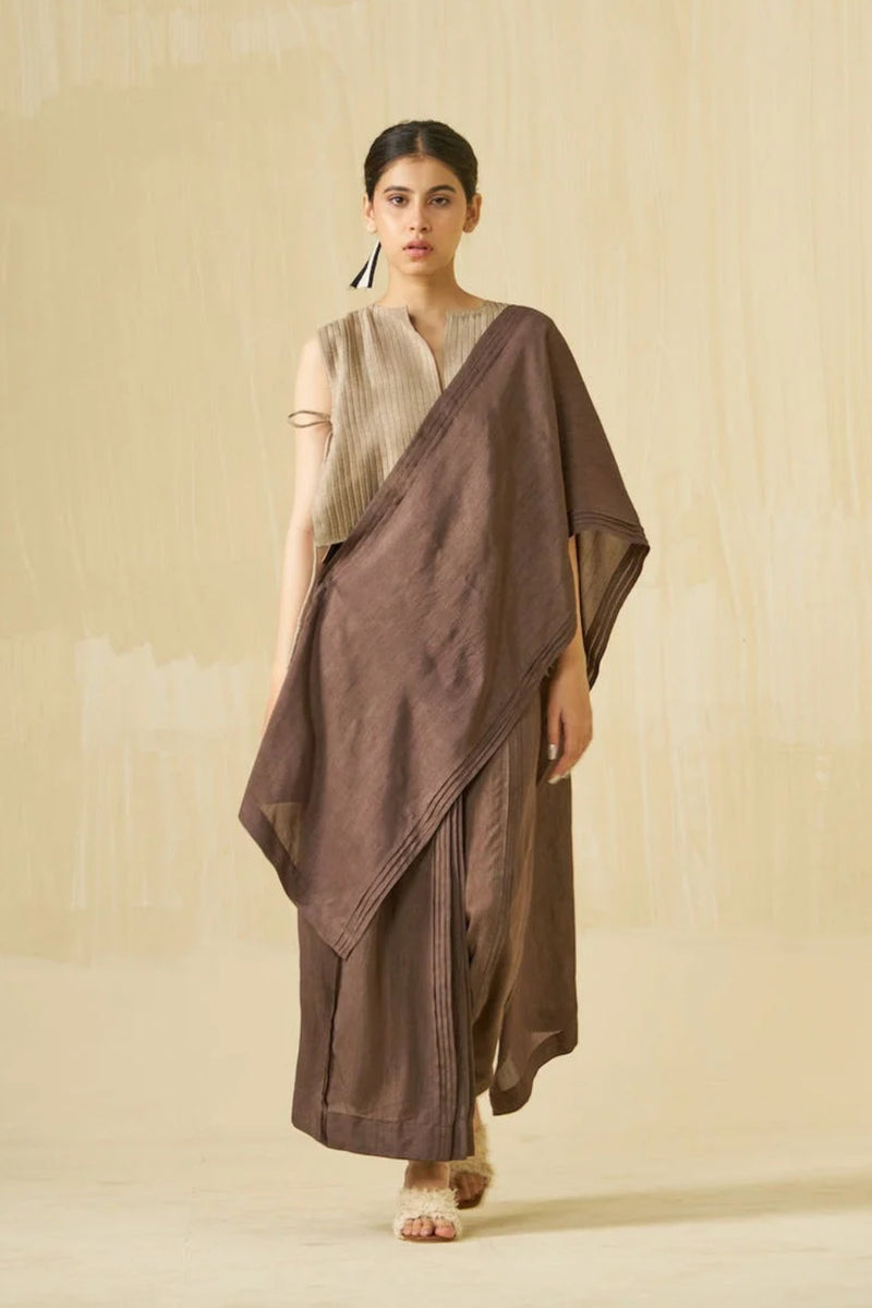 Bluebird Dress-Cocoa mysore silk dress by Stoique in cocoa for women Worldwide