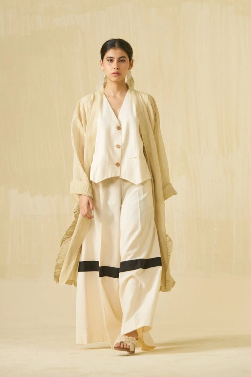 Daisy Overlay-Champagne Gold crushed silk jacket/overlay by Stoique in champagne gold for women Worldwide