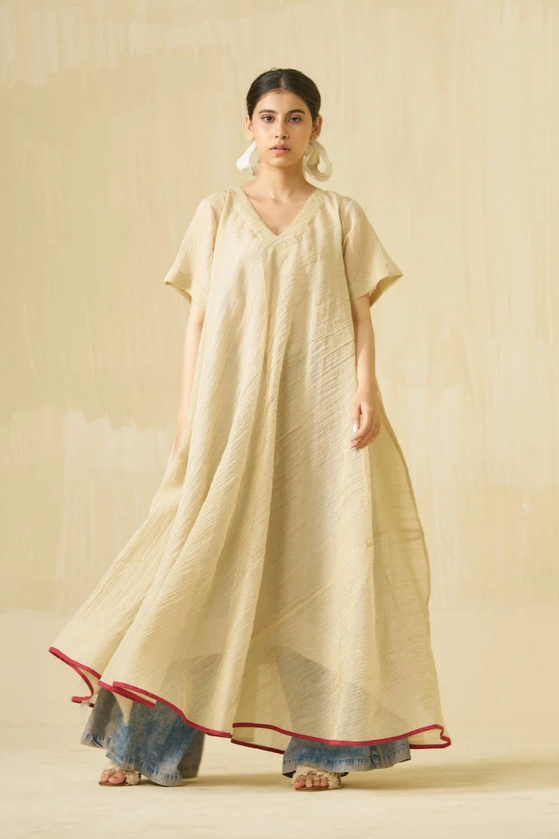 Dodo Dress-Champagne Gold crushed silk dress by Stoique in champagne gold for women Worldwide