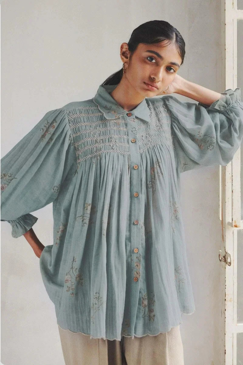 Judy Shirt-Pale Blue cotton top/shirt by CORD in light blue for women Worldwide