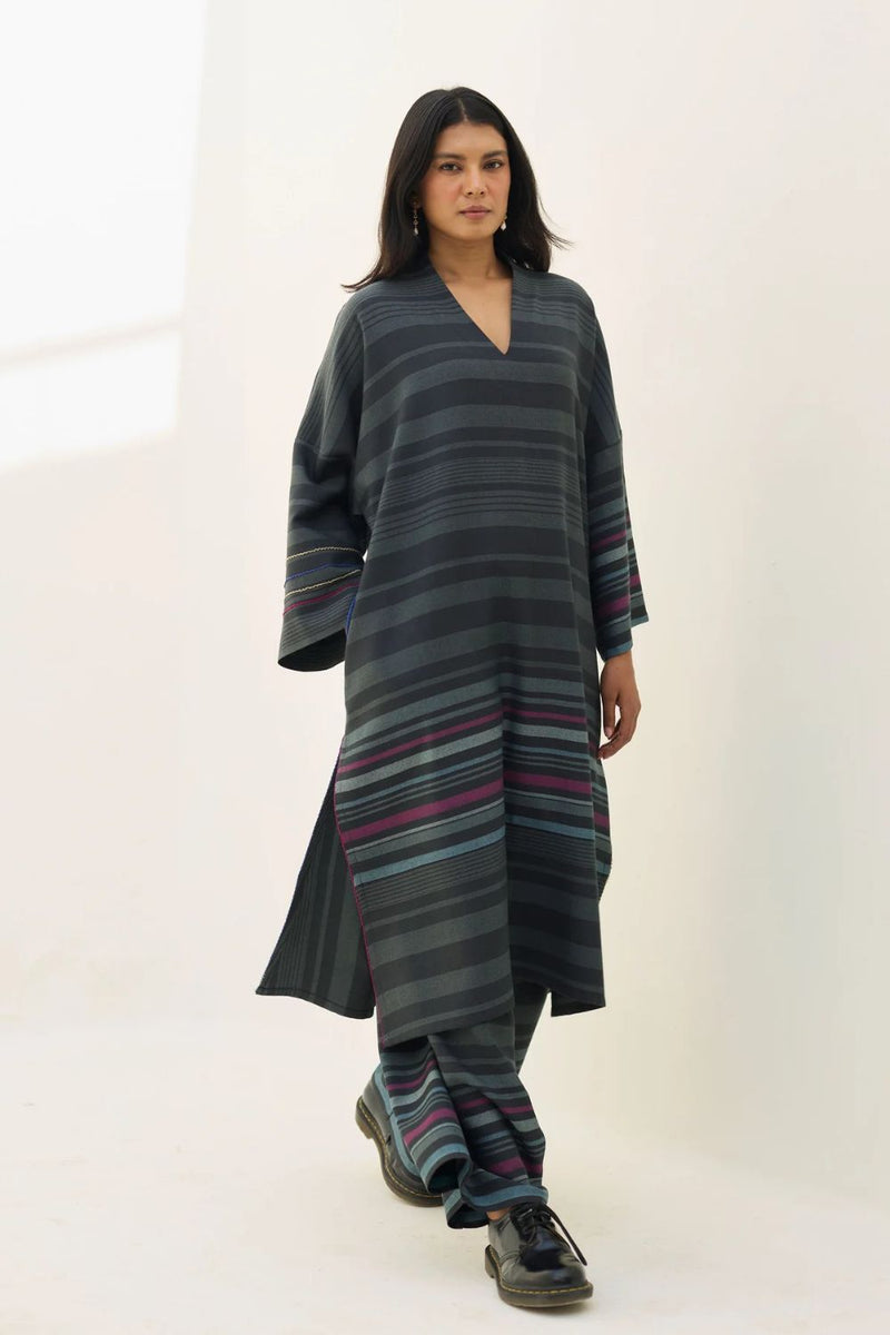 Anette Pheran Merino Wool Kurta - Charcoal