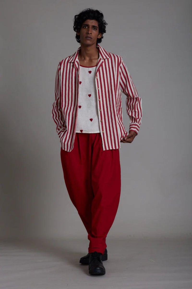 MEN'S STRIPED SHIRT-RED