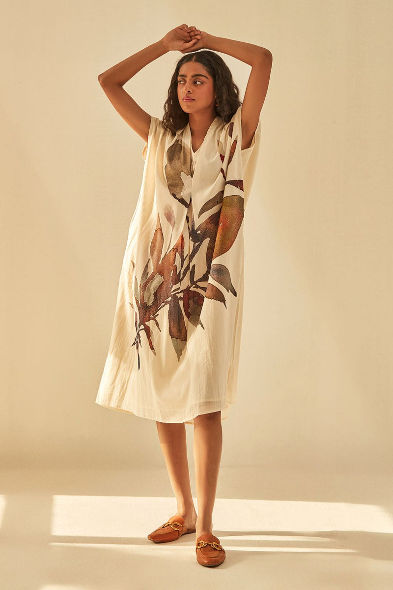 Forever Spring Dress cotton by Khara Kapas in white for women Worldwide