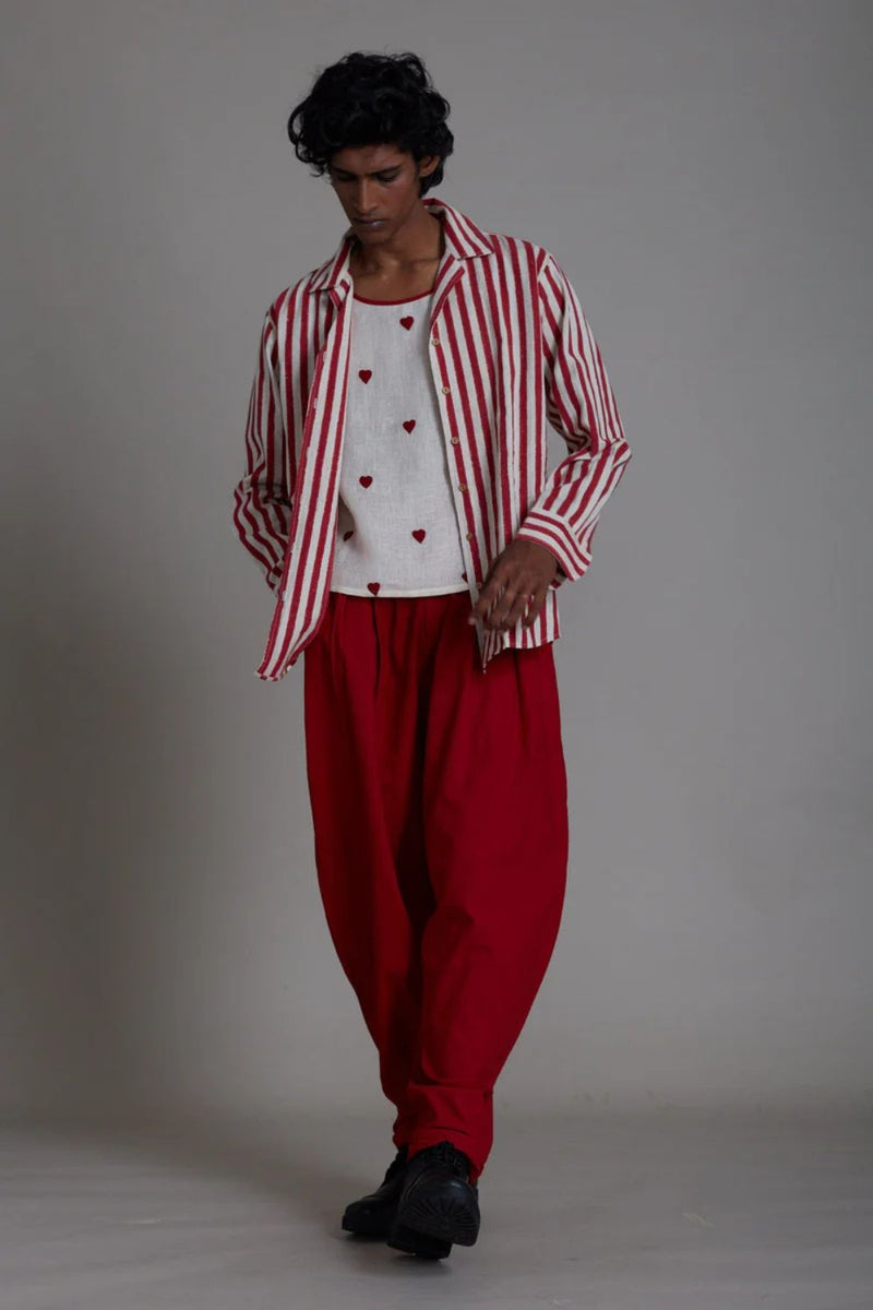 MEN'S STRIPED SHIRT-RED