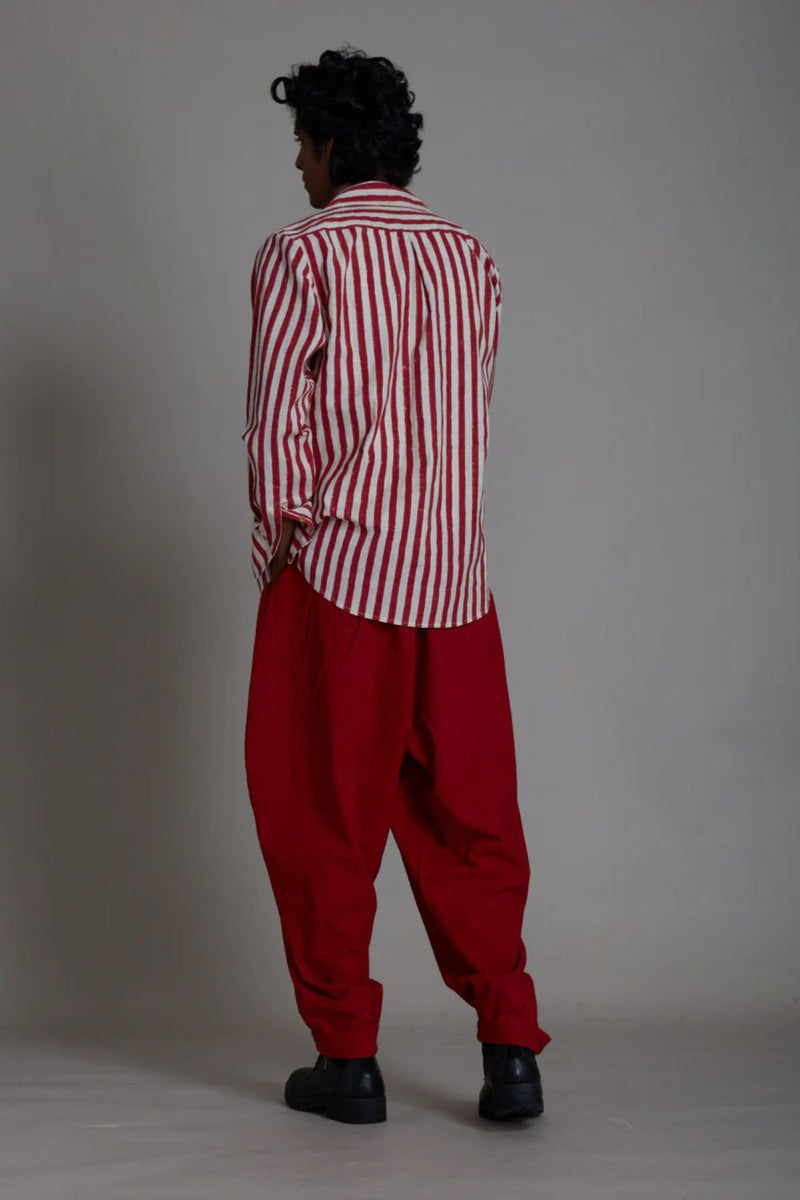 MEN'S STRIPED SHIRT-RED