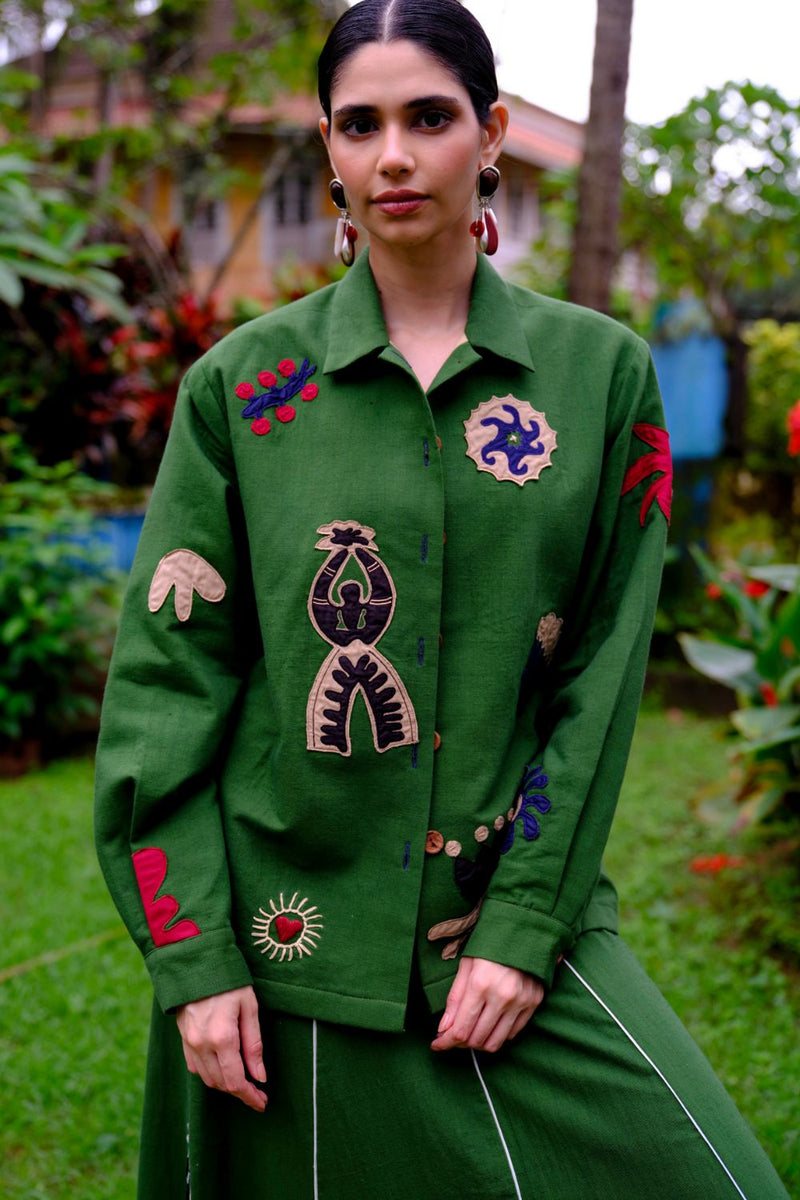 Zuri applique handloom jacket cotton by JodiLife for women Worldwide
