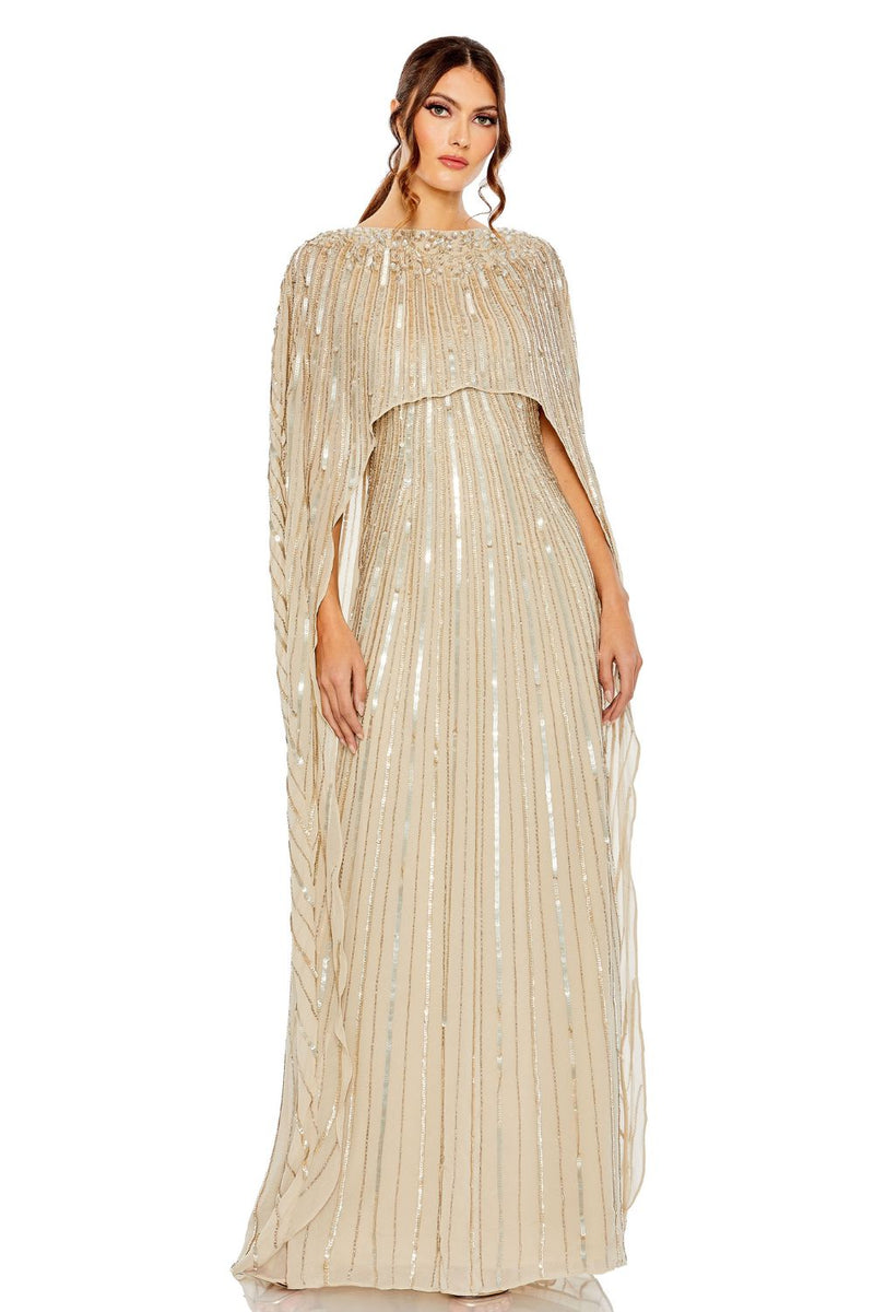MD-93869 Cape Gown-Beige by Mac Duggal in beige color for women Worldwide