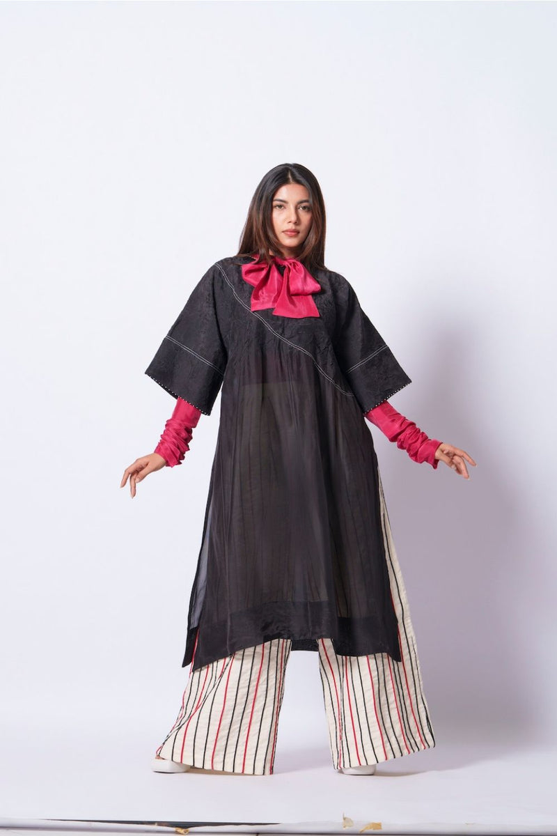Sprout Tunic-Black upada silk kaftans and tunics by Stoique in black for women Worldwide