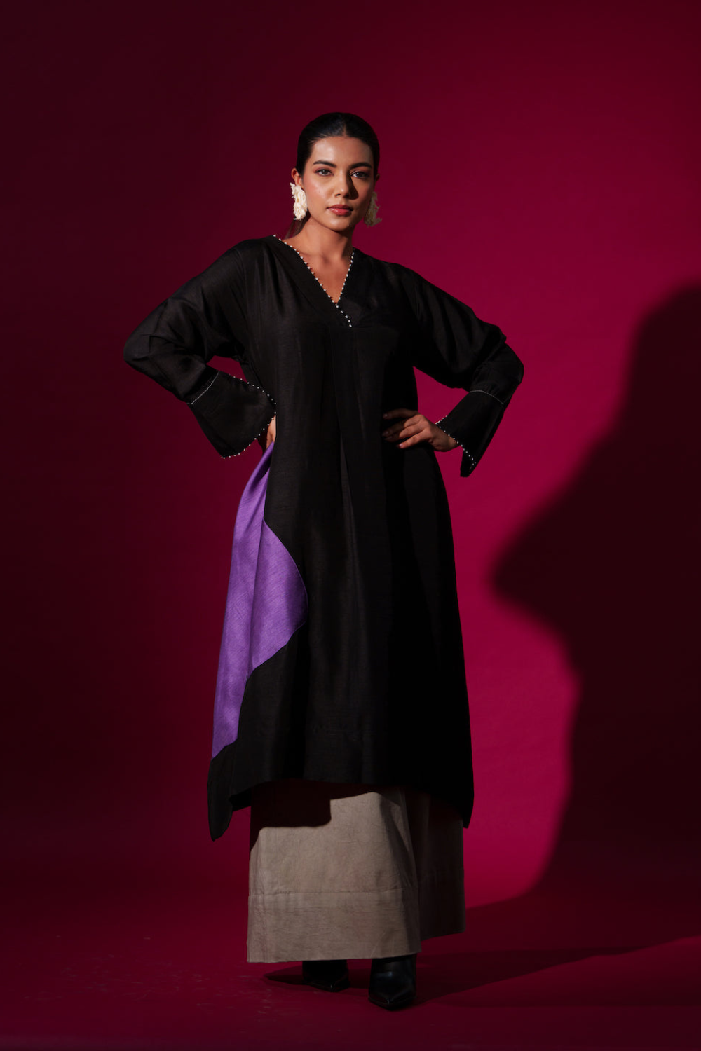 Jasper Tunic-Black + Purple