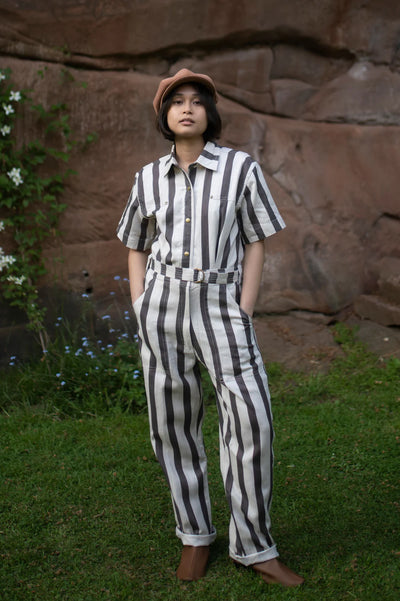 Jumpsuit-Grey Stripes