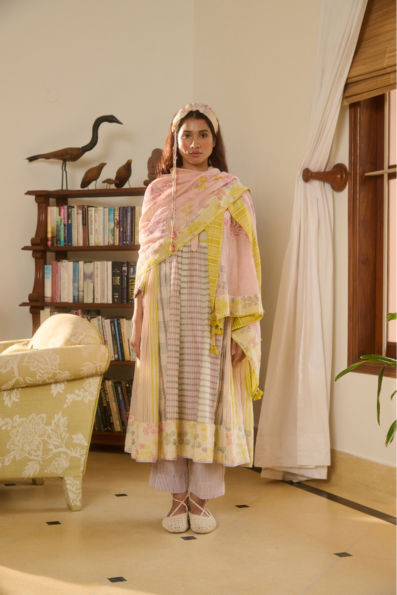DORA KURTA-IVORY chanderi by SWATTI KAPOOR in ivory color for women Worldwide