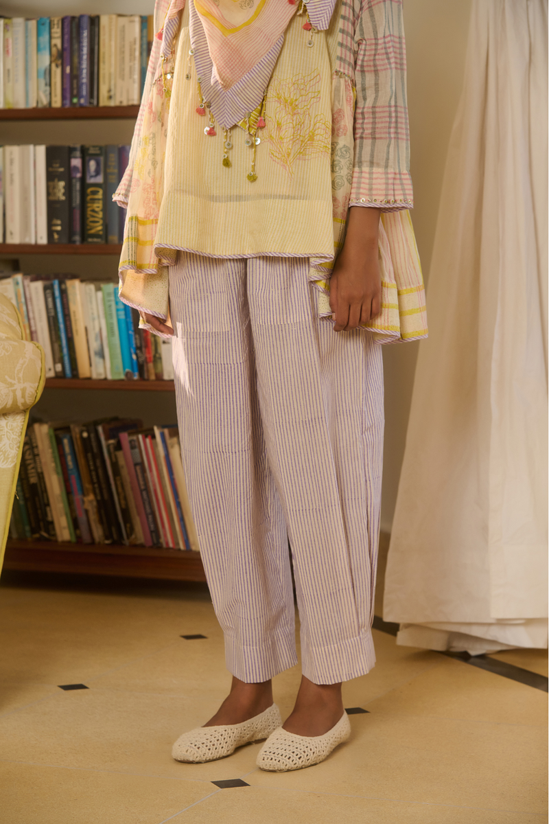 LILY PANT-IVORY 100% cotton by SWATTI KAPOOR in ivory color for women Worldwide