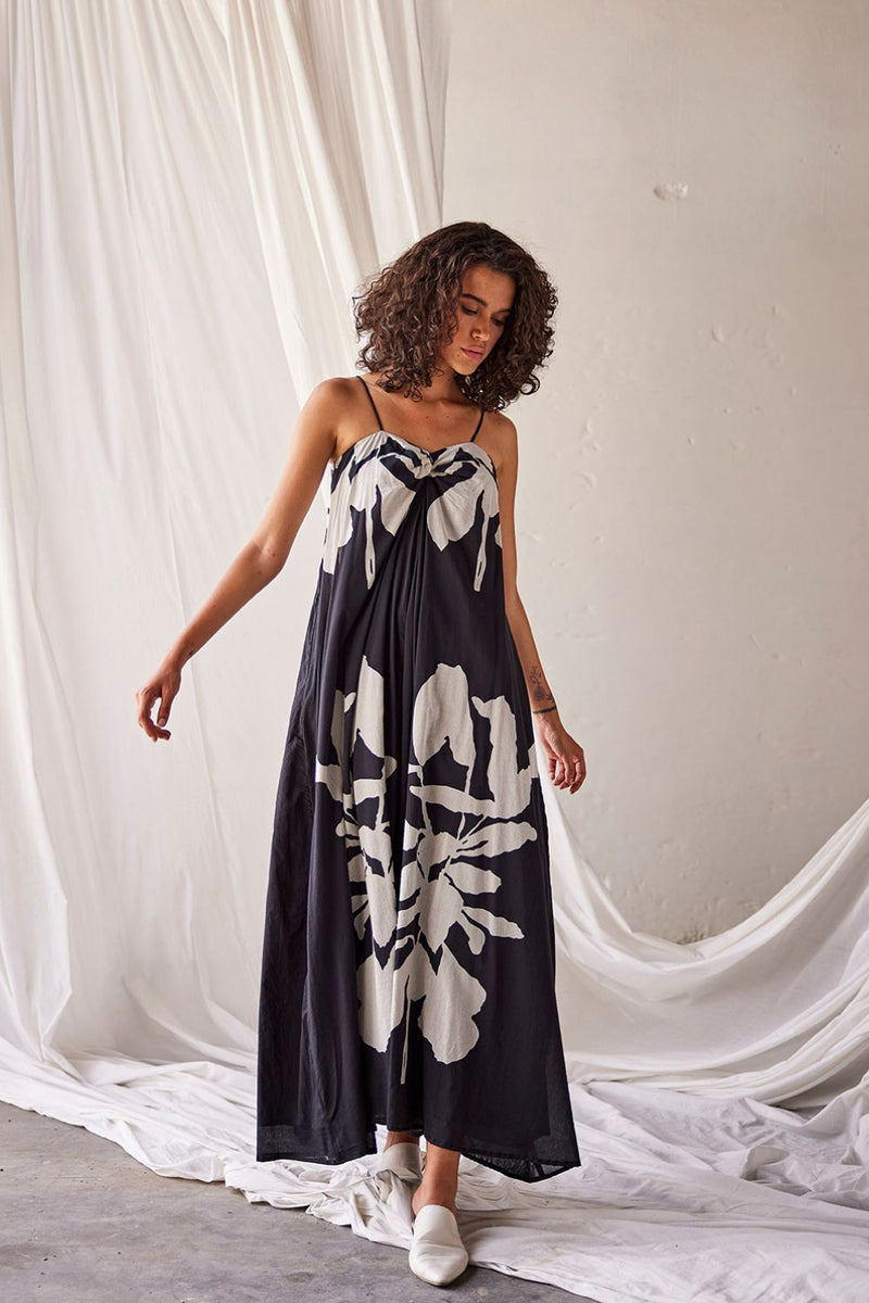 Summer Somewhere Dress cotton Dresses by Khara Kapas in black for women Worldwide