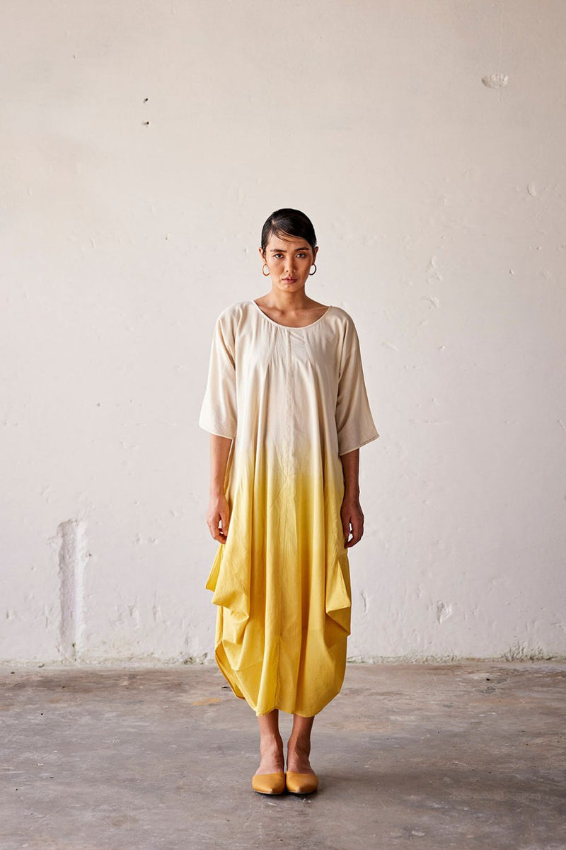 Golden days Dress cotton Dresses by Khara Kapas in yellow for women Worldwide