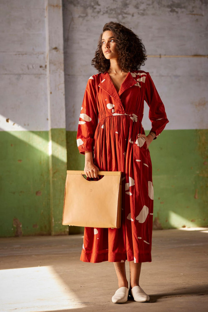 Golden hour Dress cotton Dresses by Khara Kapas in red for women Worldwide