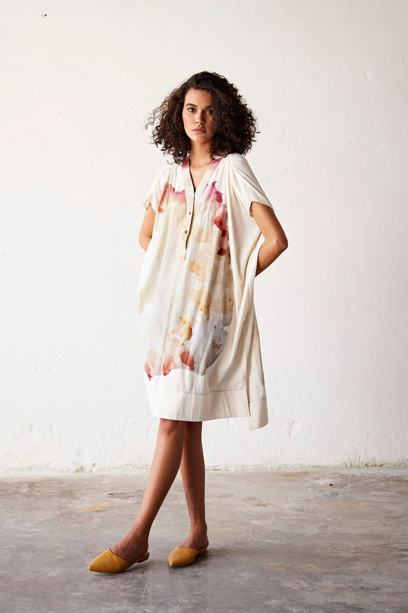 Sea Shells Dress cotton Dresses by Khara Kapas in white for women Worldwide