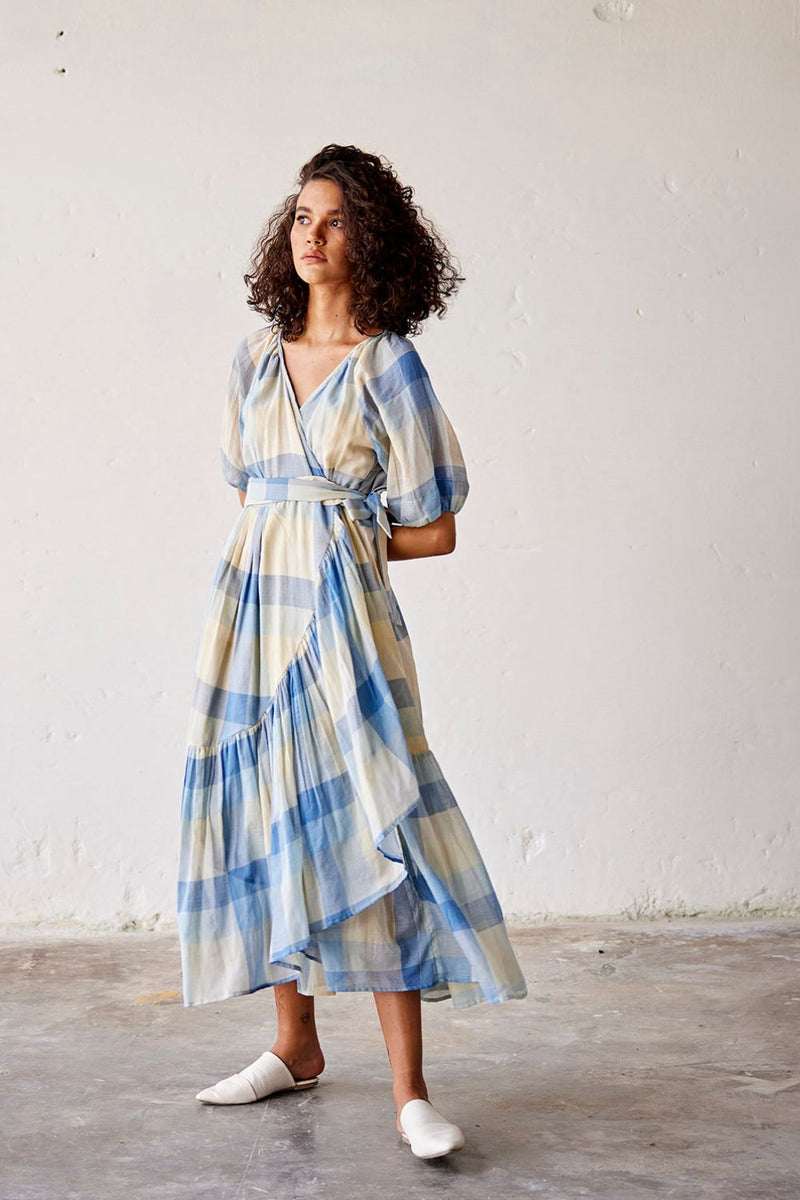 Summer Break Dress cotton Dresses by Khara Kapas in blue for women Worldwide