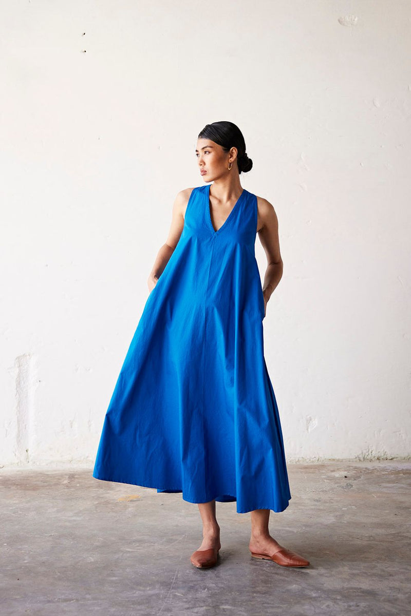 Clear Skies Dress by Khara Kapas in blue for Worldwide