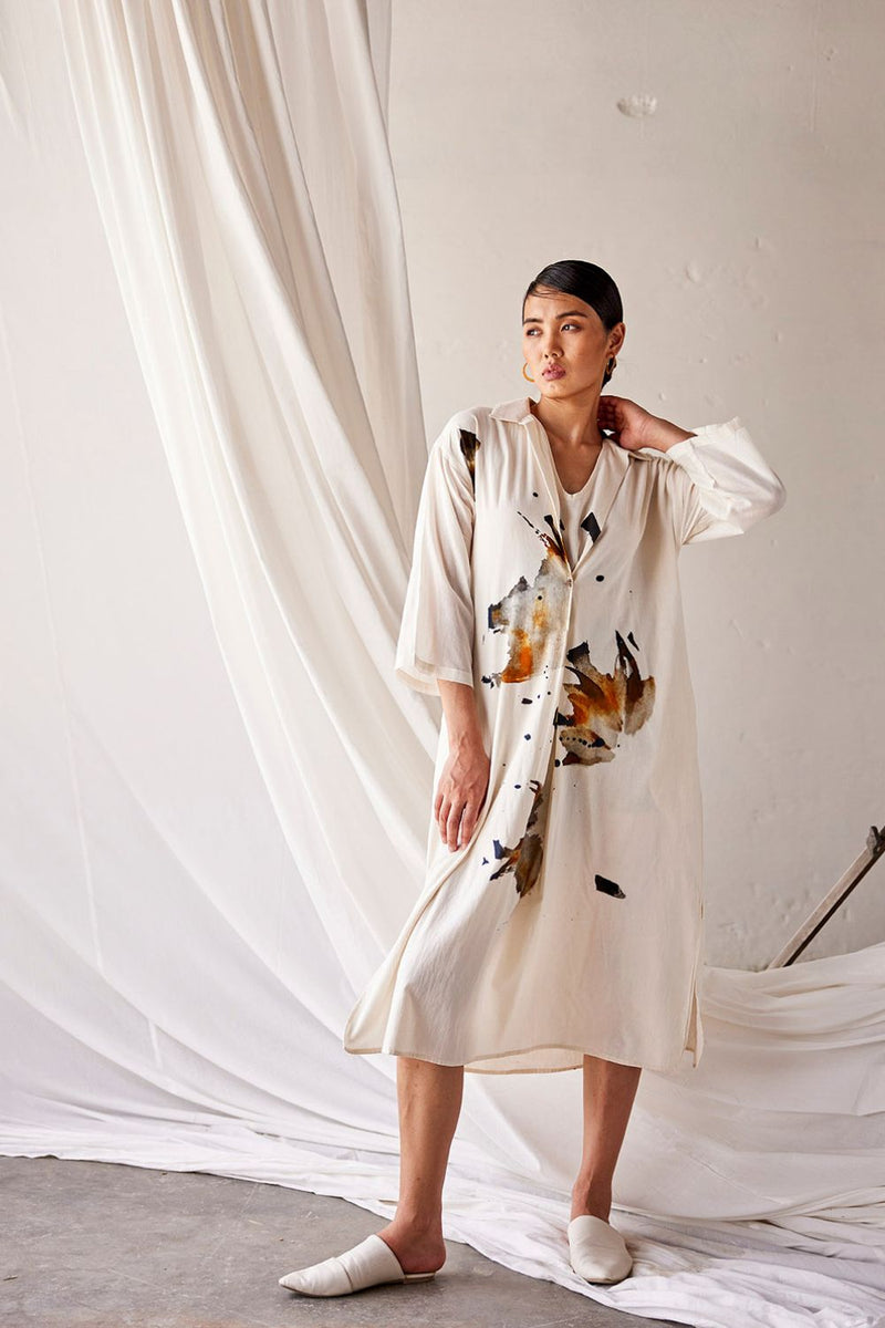Summer Splash Dress cotton Dresses by Khara Kapas in white for women Worldwide
