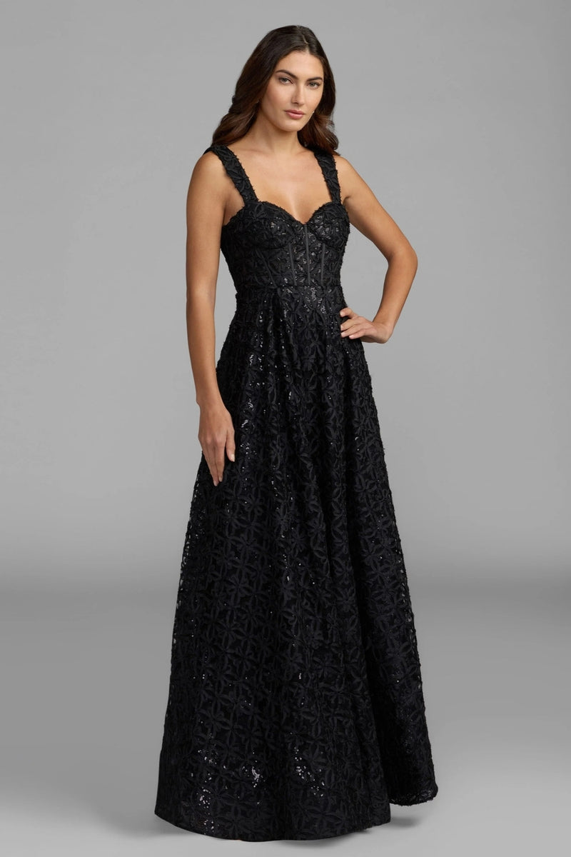 56286-Black Embellished Corset A Line Gown tulle evening-gowns by Mac Duggal in black for women Worldwide
