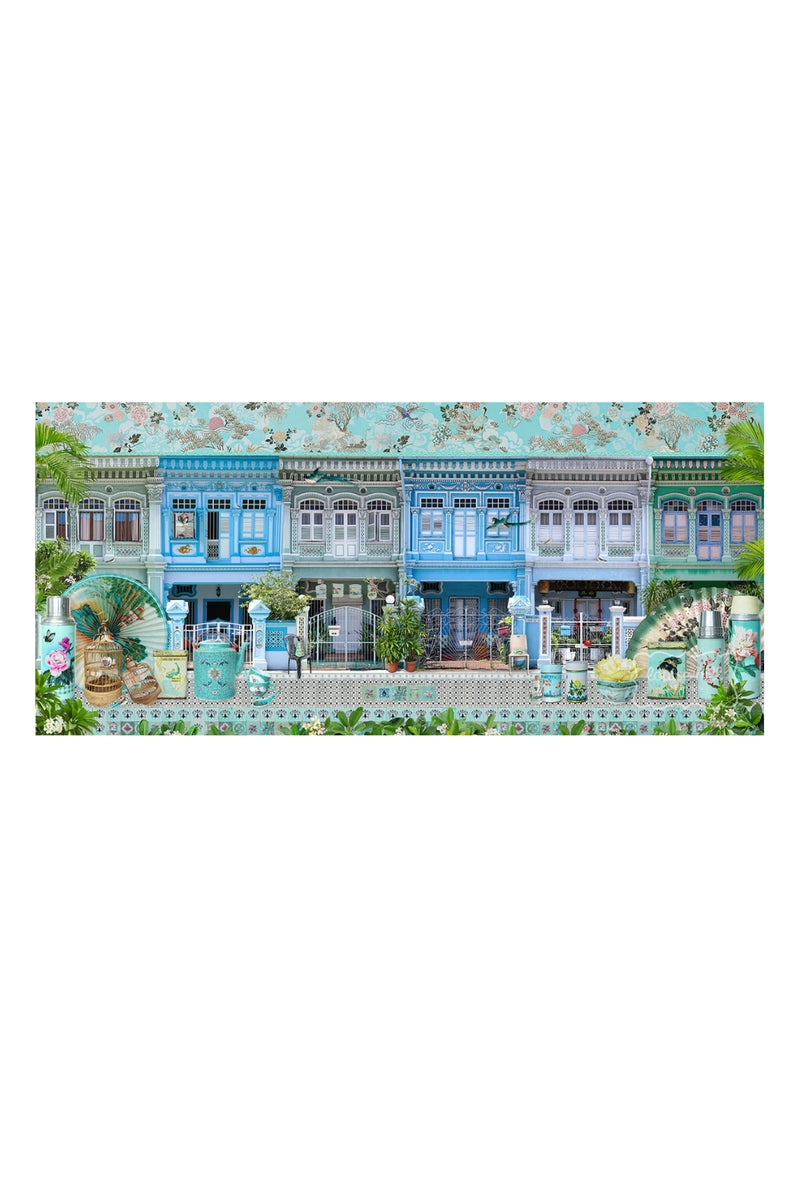 Singapore Shophouses In Heritage Blues & Greens