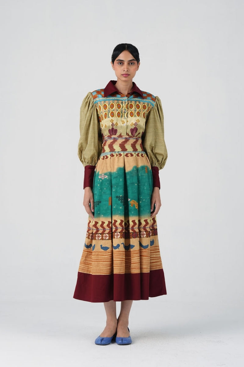 Aida Dress-Fresco satin dress by CORD in multi-color for women Worldwide
