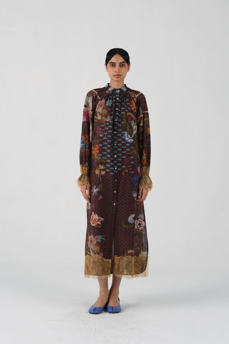 Chloe Dress-Floret cotton silk dress by CORD in multi-color for women Worldwide